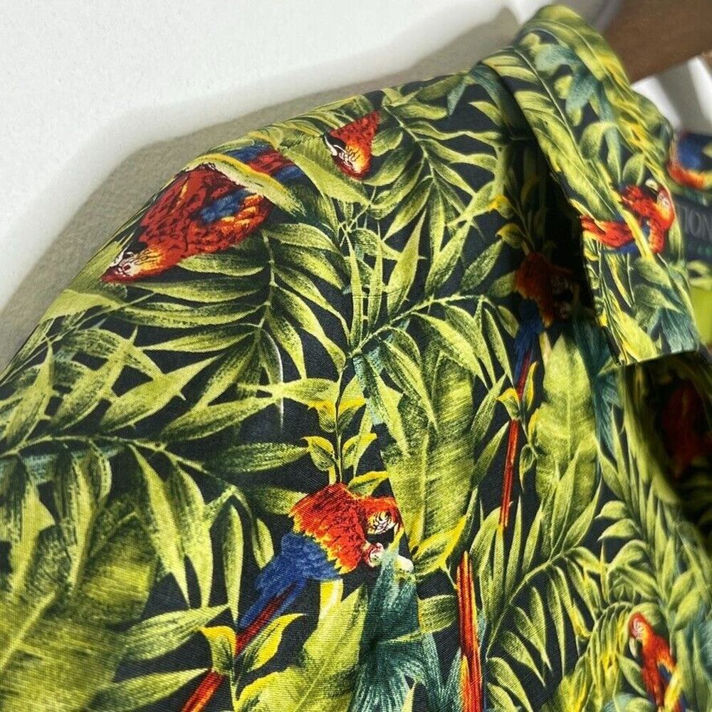 Tropical Parrot Jacket 100% Silk Palm Leaves Green Long Sleeve Blazer Jacket 8